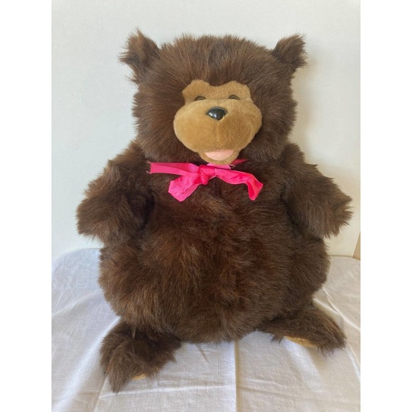 VINTAGE CHRISHA PLAYFUL PLUSH BROWN BEAR TEDDY HUGE LARGE STUFFED ANIMAL 1988 - Picture 1 of 12